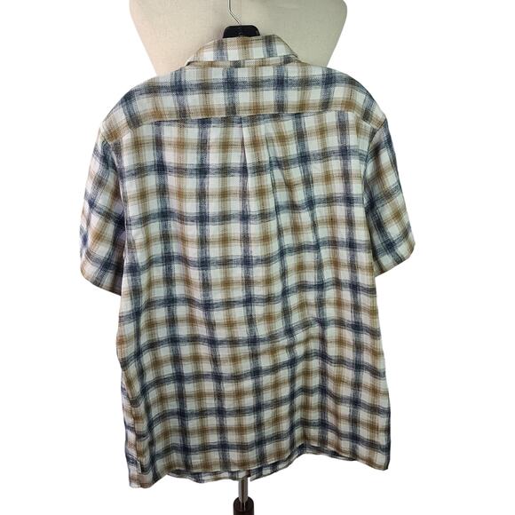 ROWN Brown Red Plaid PAIR Men's Short Sleeve Button Up Shirts NEW Large - Picture 4 of 6